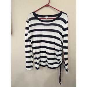 Bretton striped navy and white crew neck top by Crown & Ivy L